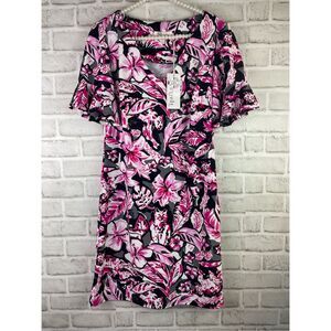 Aryeh NWT Women's Pink Black Floral Print Activewear Dress Sz Small